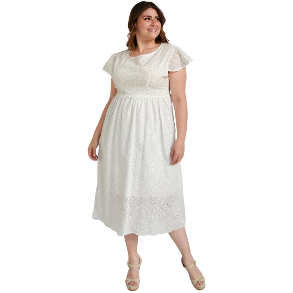 Vestido de Algodón 91023 color Blanco Tallas Extras