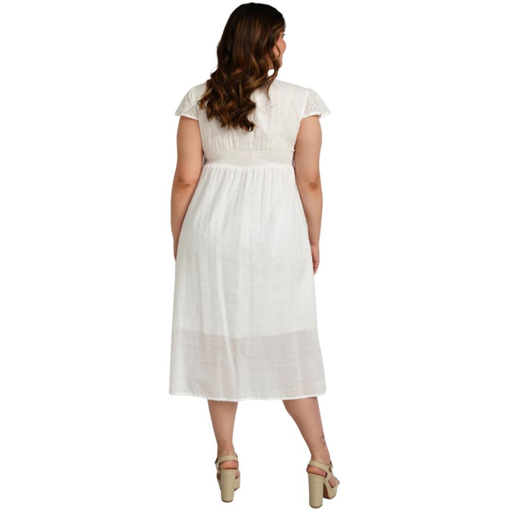 Foto 4 pulgar | Vestido de Algodón 91023 color Blanco Tallas Extras