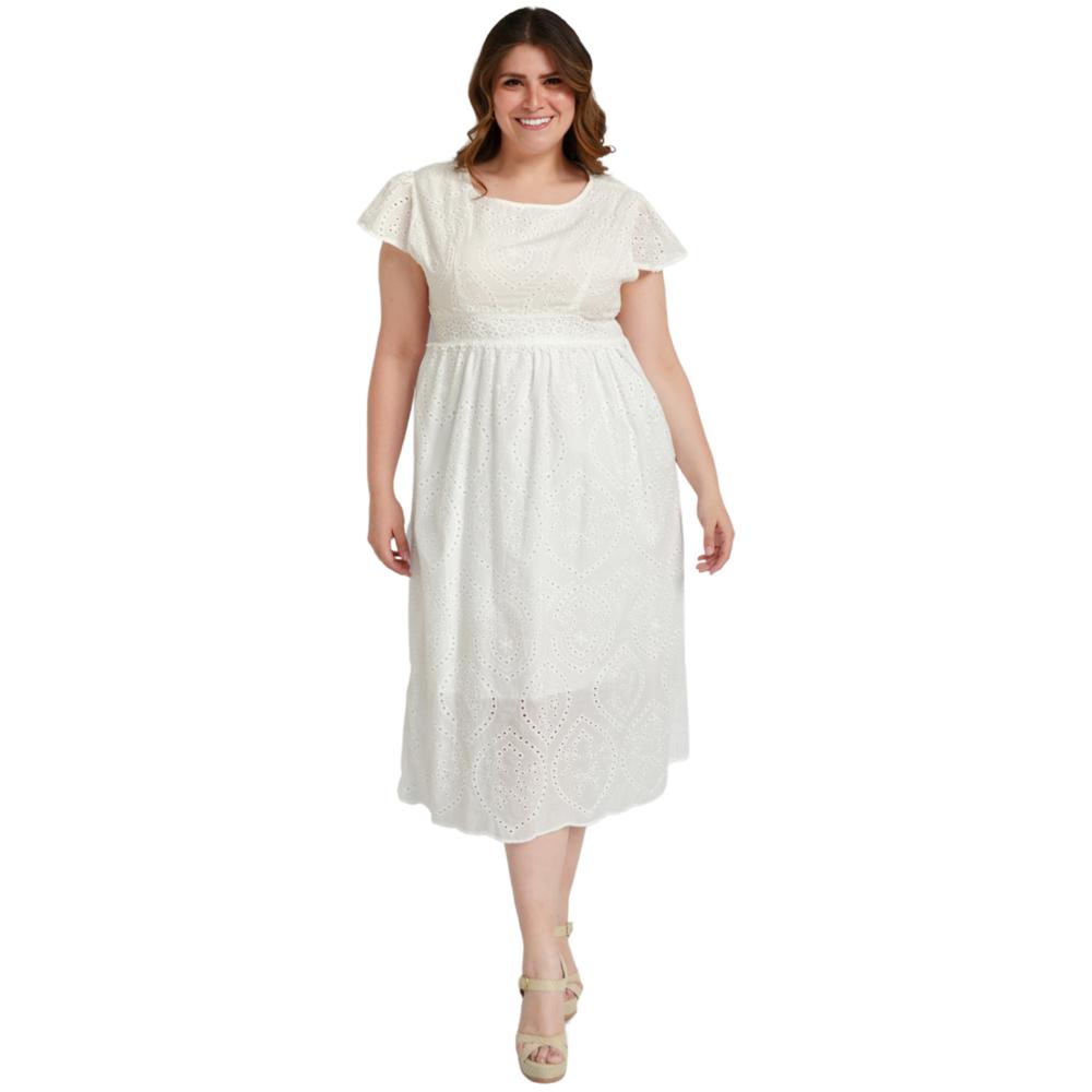 Foto 6 pulgar | Vestido de Algodón 91023 color Blanco Tallas Extras