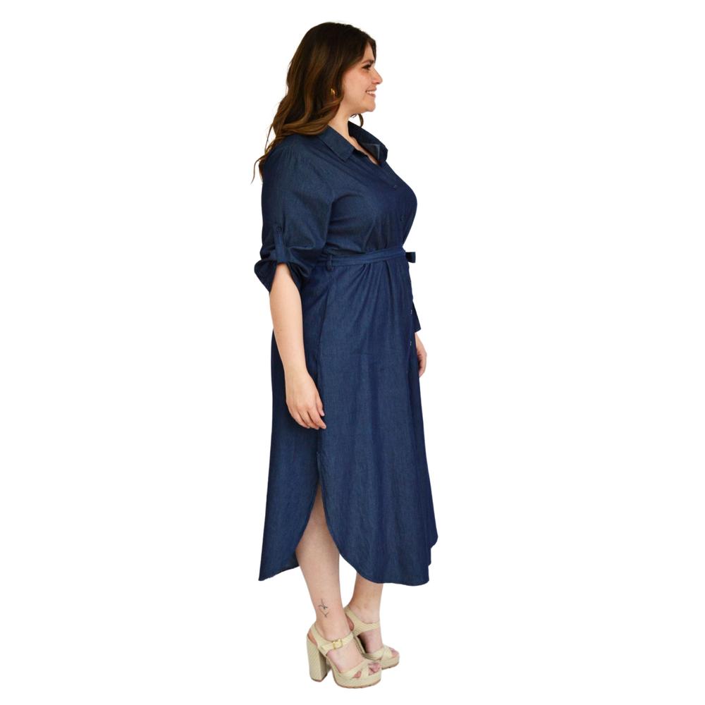 Foto 2 | Vestido de Mezclilla Roman Fashion 1753 Tallas Extras Azul