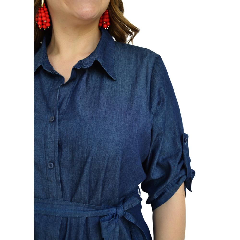 Foto 5 pulgar | Vestido de Mezclilla Roman Fashion 1753 Tallas Extras Azul
