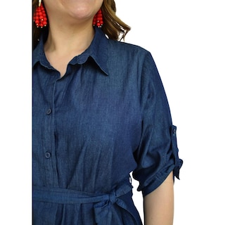 Foto 4 | Vestido de Mezclilla Roman Fashion 1753 Tallas Extras Azul