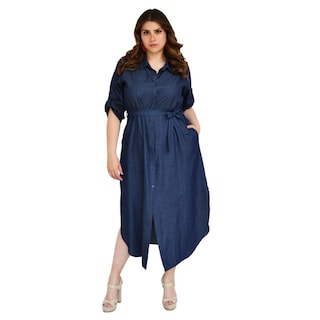 Foto 5 | Vestido de Mezclilla Roman Fashion 1753 Tallas Extras Azul