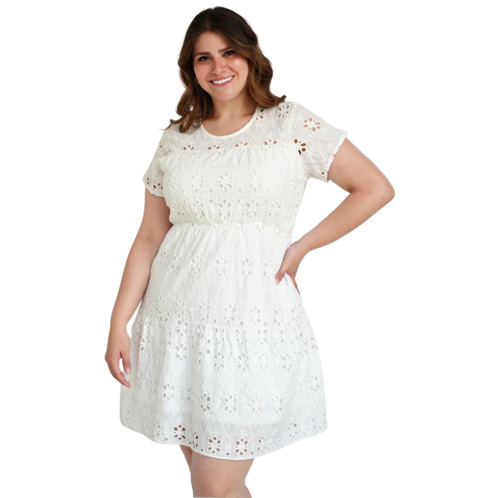 Foto 2 pulgar | Vestido Roman Fashion V-MIC-2284 color Blanco Tallas Extras