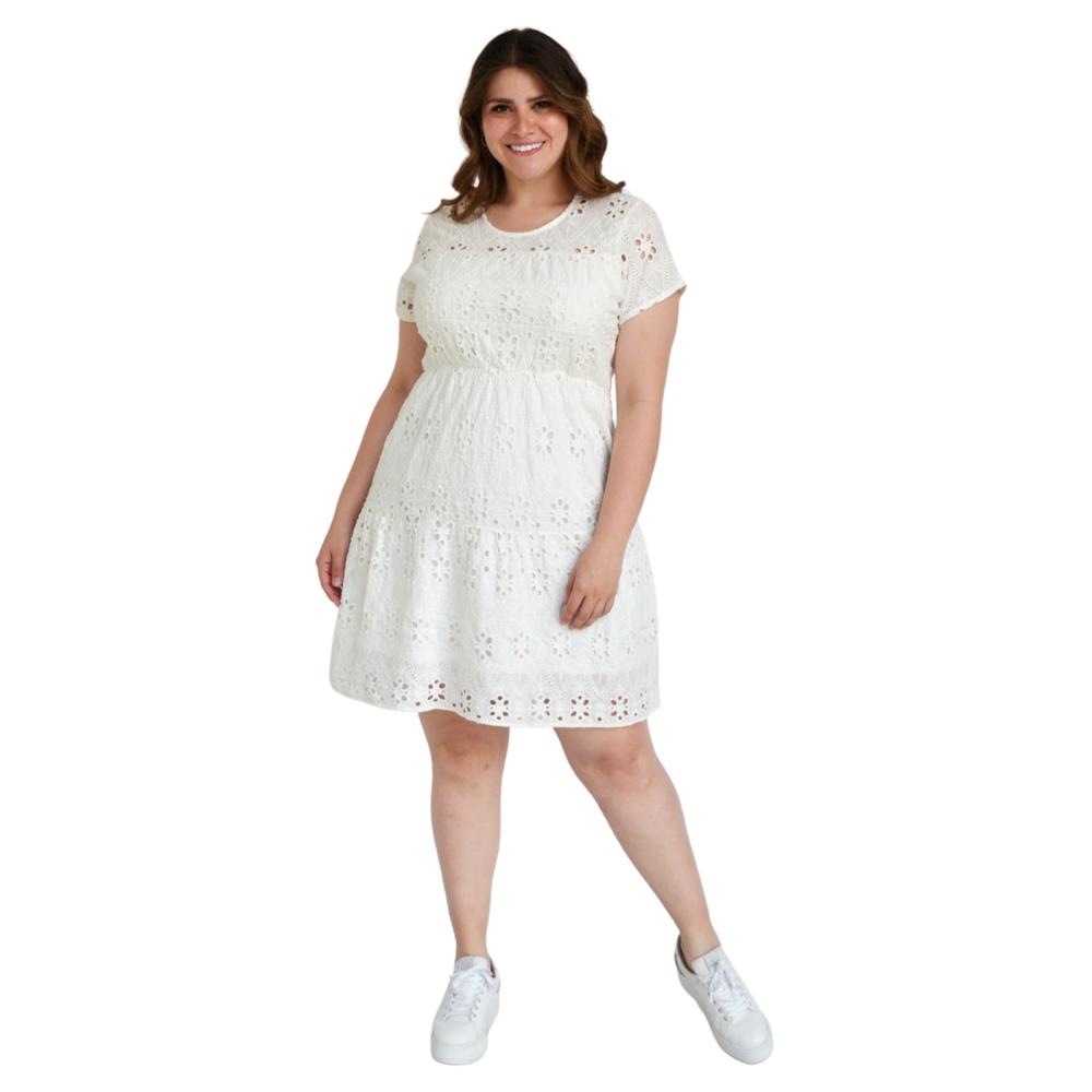 Foto 6 pulgar | Vestido Roman Fashion V-MIC-2284 color Blanco Tallas Extras