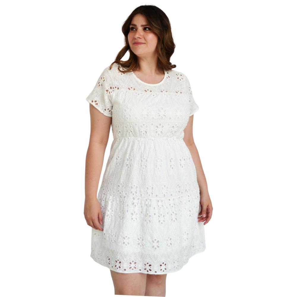 Foto 7 pulgar | Vestido Roman Fashion V-MIC-2284 color Blanco Tallas Extras