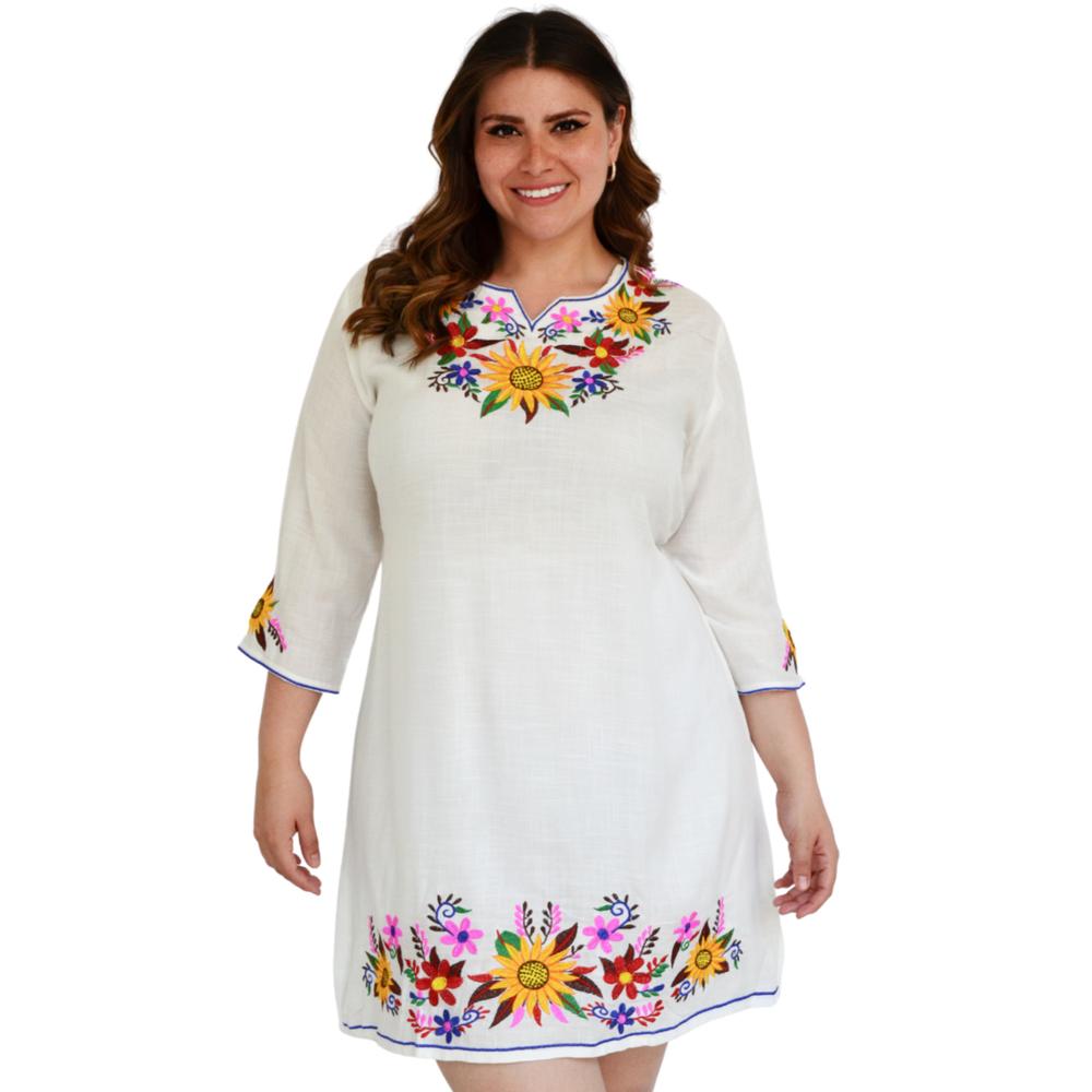 Foto 2 pulgar | Vestido Bordado Roman Fashion V-PSH-78130 color Blanco Tallas Extras