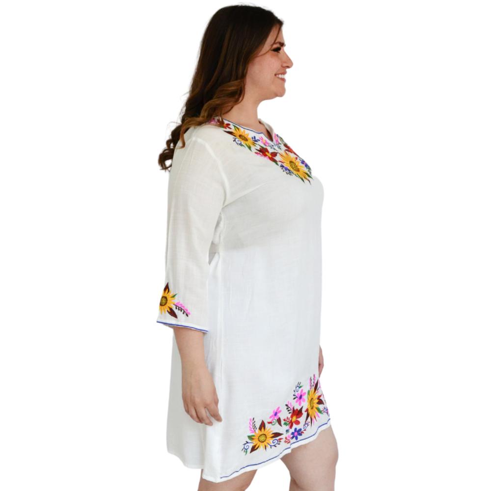 Foto 3 pulgar | Vestido Bordado Roman Fashion V-PSH-78130 color Blanco Tallas Extras