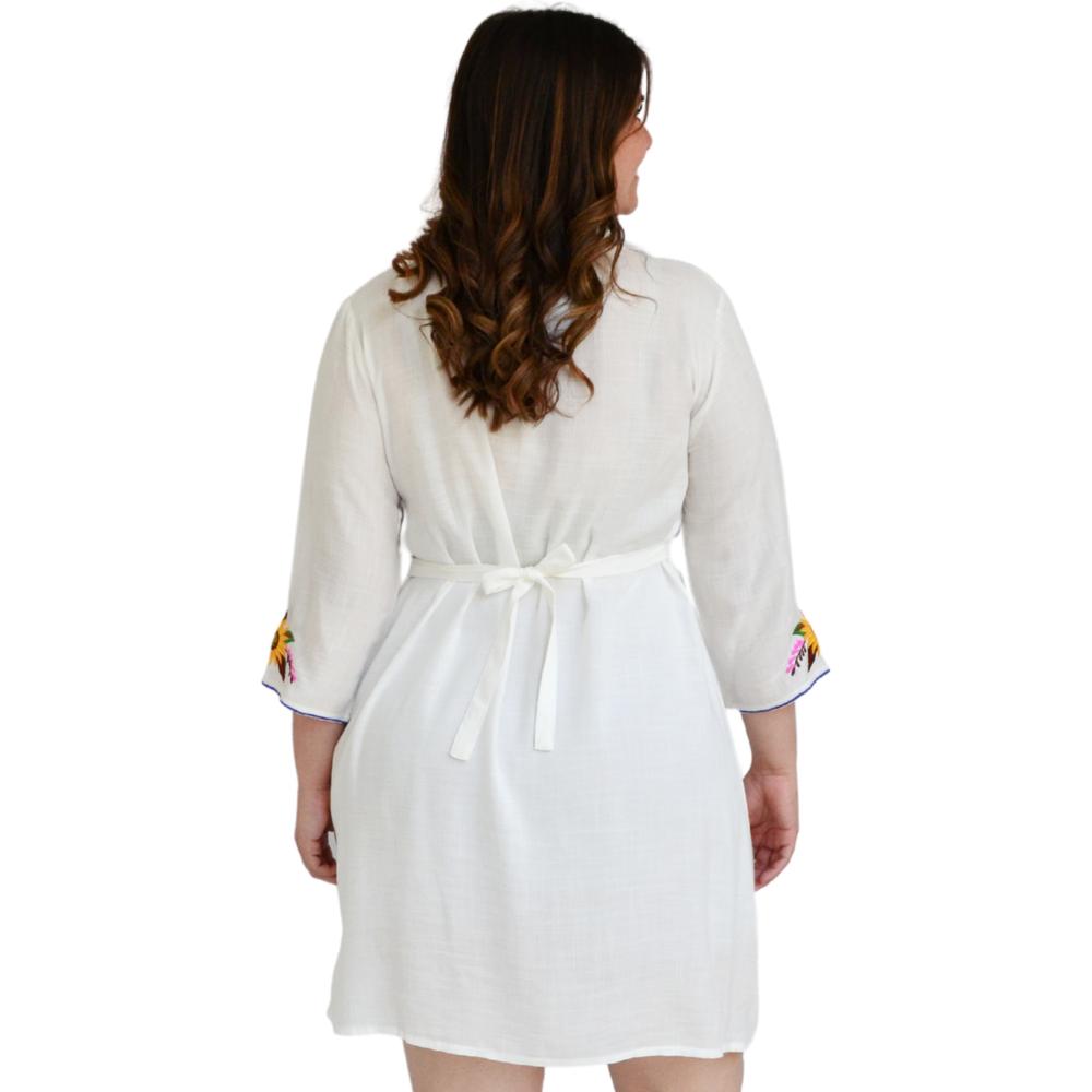 Foto 4 pulgar | Vestido Bordado Roman Fashion V-PSH-78130 color Blanco Tallas Extras