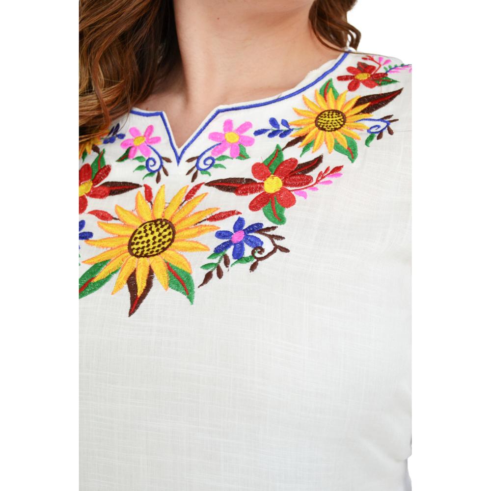 Foto 5 pulgar | Vestido Bordado Roman Fashion V-PSH-78130 color Blanco Tallas Extras