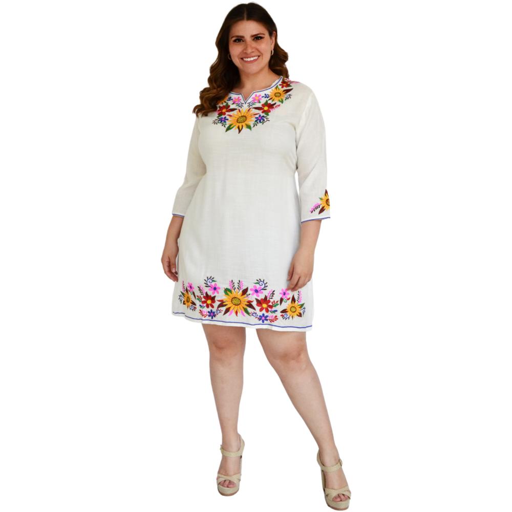 Foto 6 pulgar | Vestido Bordado Roman Fashion V-PSH-78130 color Blanco Tallas Extras
