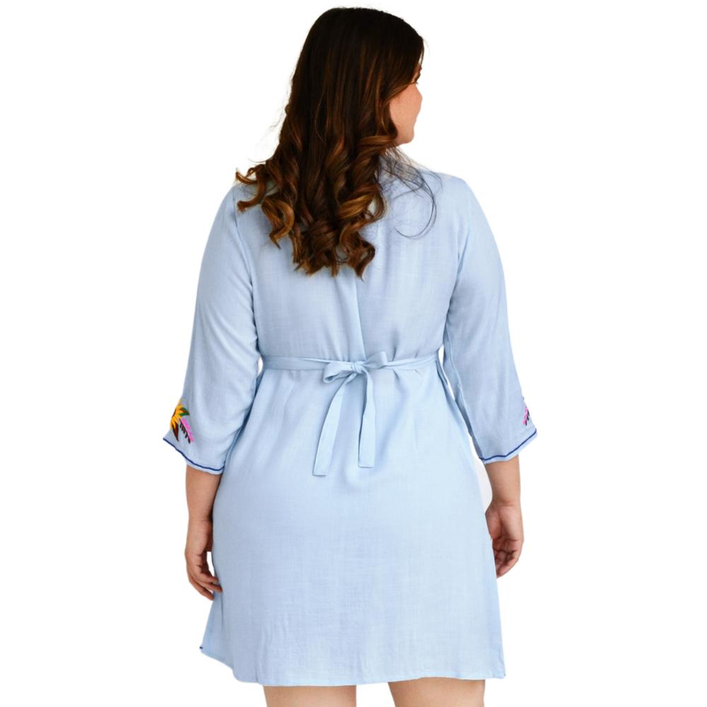 Foto 4 pulgar | Vestido Bordado Roman Fashion V-PSH-78130 color Azul Tallas Extras