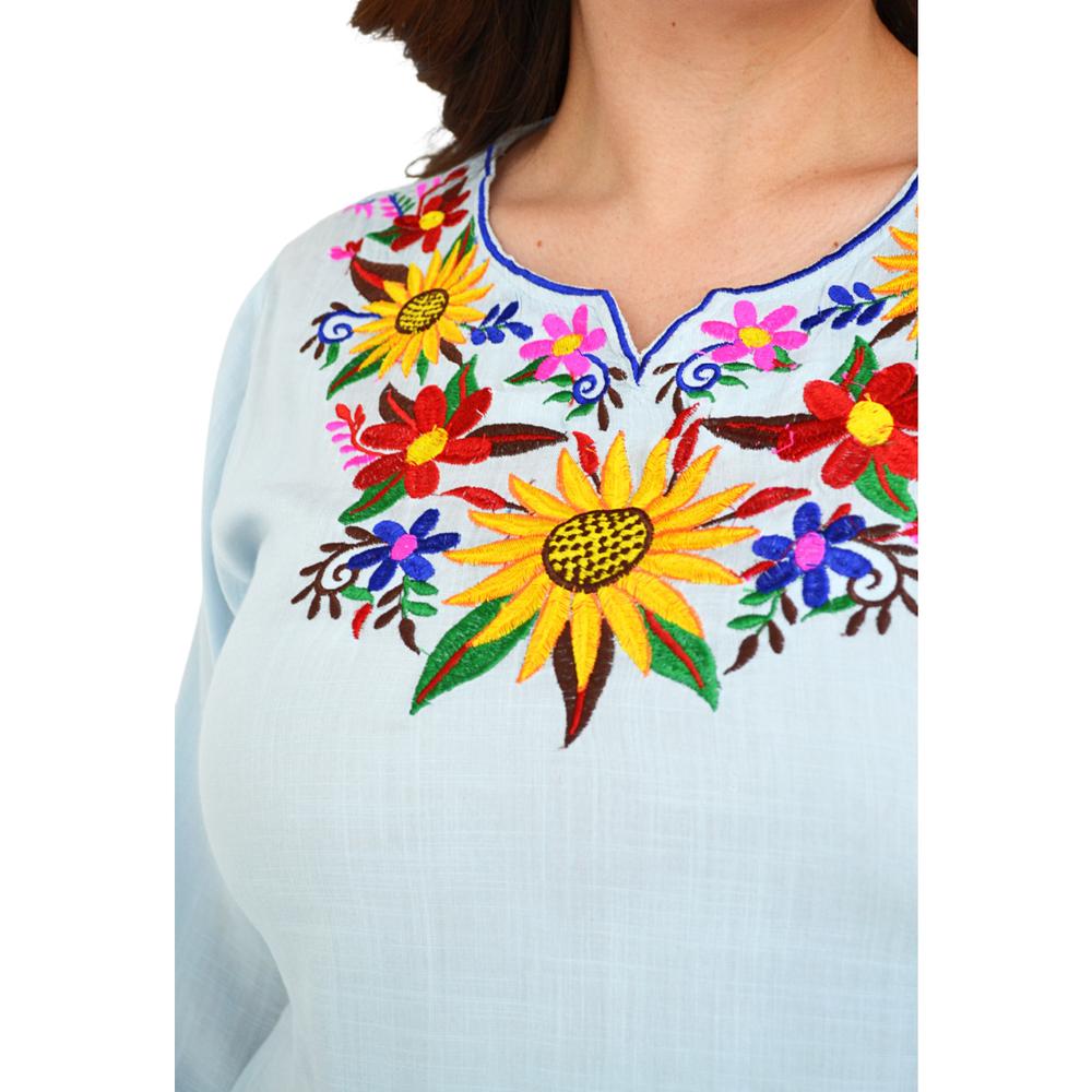 Foto 5 pulgar | Vestido Bordado Roman Fashion V-PSH-78130 color Azul Tallas Extras