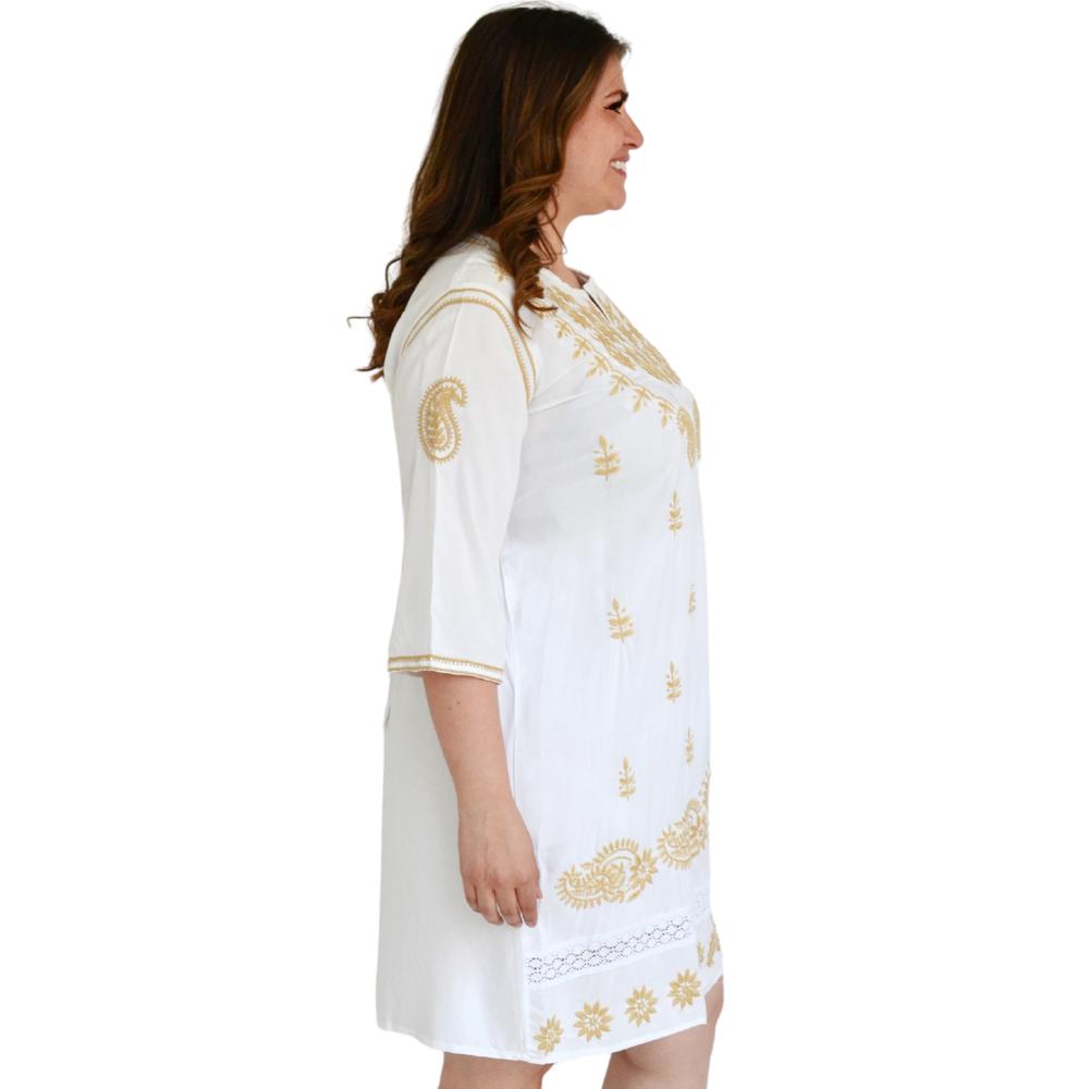 Foto 2 | Vestido Bordado Roman Fashion V-PSH-78180 color Blanco Tallas Extras