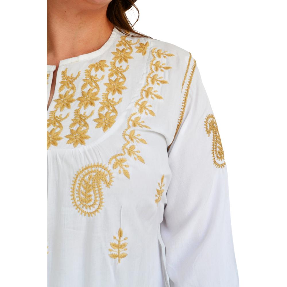 Foto 5 pulgar | Vestido Bordado Roman Fashion V-PSH-78180 color Blanco Tallas Extras