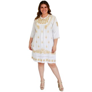 Foto 5 | Vestido Bordado Roman Fashion V-PSH-78180 color Blanco Tallas Extras