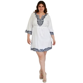 Foto 5 | Vestido Bordado Roman Fashion 78087 color Blanco Tallas Extras