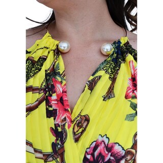 Foto 4 | Vestido Plisado con Gargantilla Roman Fashion Tallas Extras 51480 color Amarillo