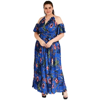 Foto 1 | Vestido Plisado con Gargantilla Roman Fashion Tallas Extras 51480 color Azul
