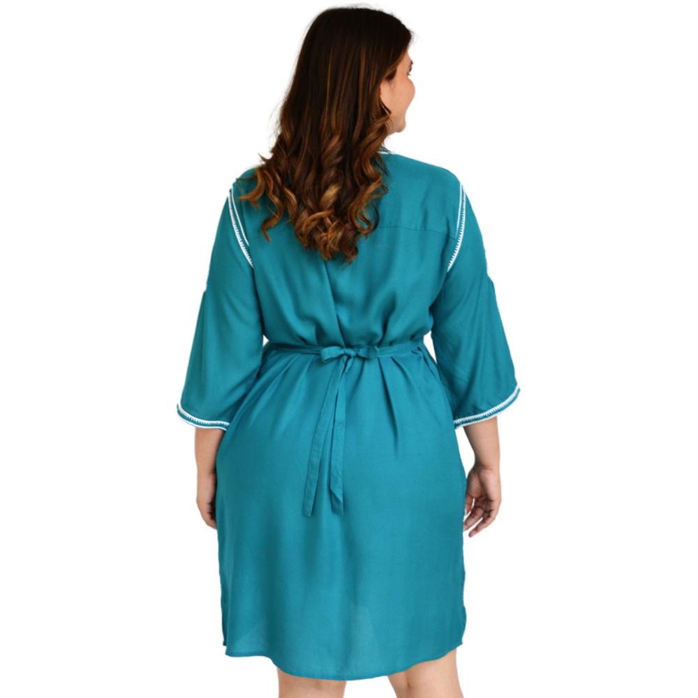 Foto 4 pulgar | Vestido Bordado Roman Fashion V-PSH-78180 color Azul Tallas Extras