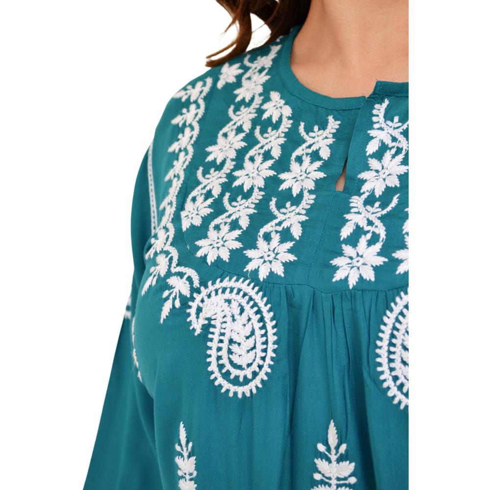 Foto 5 pulgar | Vestido Bordado Roman Fashion V-PSH-78180 color Azul Tallas Extras