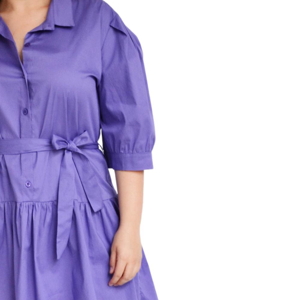 Foto 4 | Vestido Camisero con Falda a Capas Roman Fashion V-ELY-0214-MORADO color Púrpura