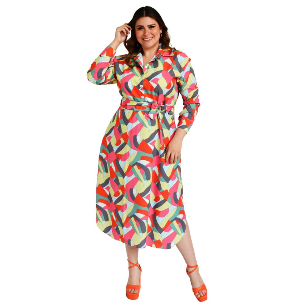 Vestido Sublimado Roman Fashion color Amarillo