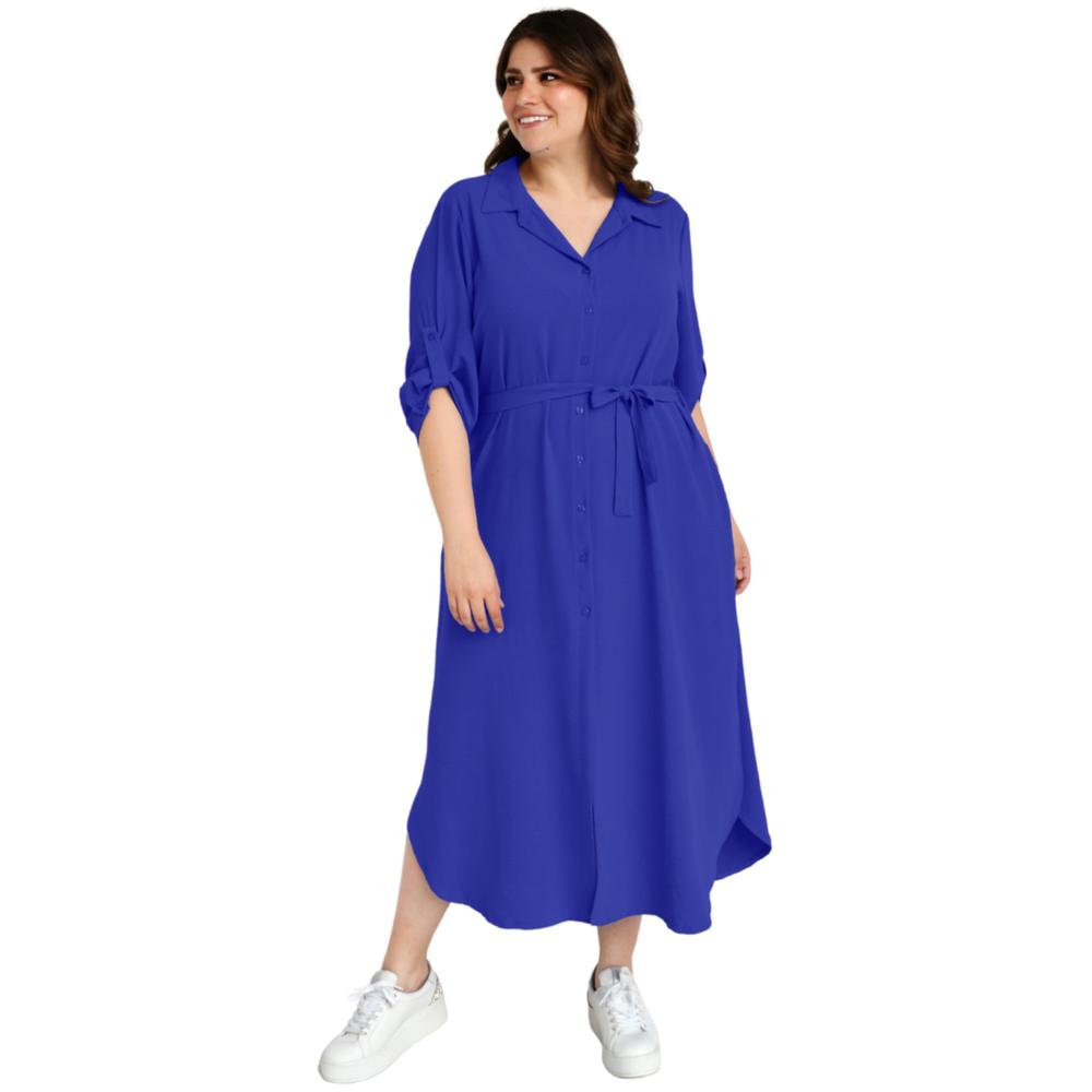 Foto 6 pulgar | Vestido Largo Roman Fashion Tallas Extras 1765 color Azul