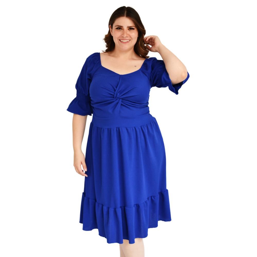 Foto 2 pulgar | Vestido con Nudo Roman Fashion color Azul para Mujer