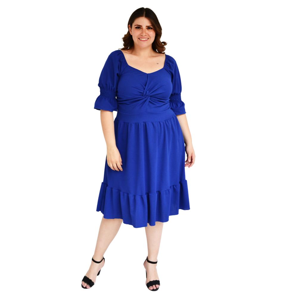 Foto 6 pulgar | Vestido con Nudo Roman Fashion color Azul para Mujer