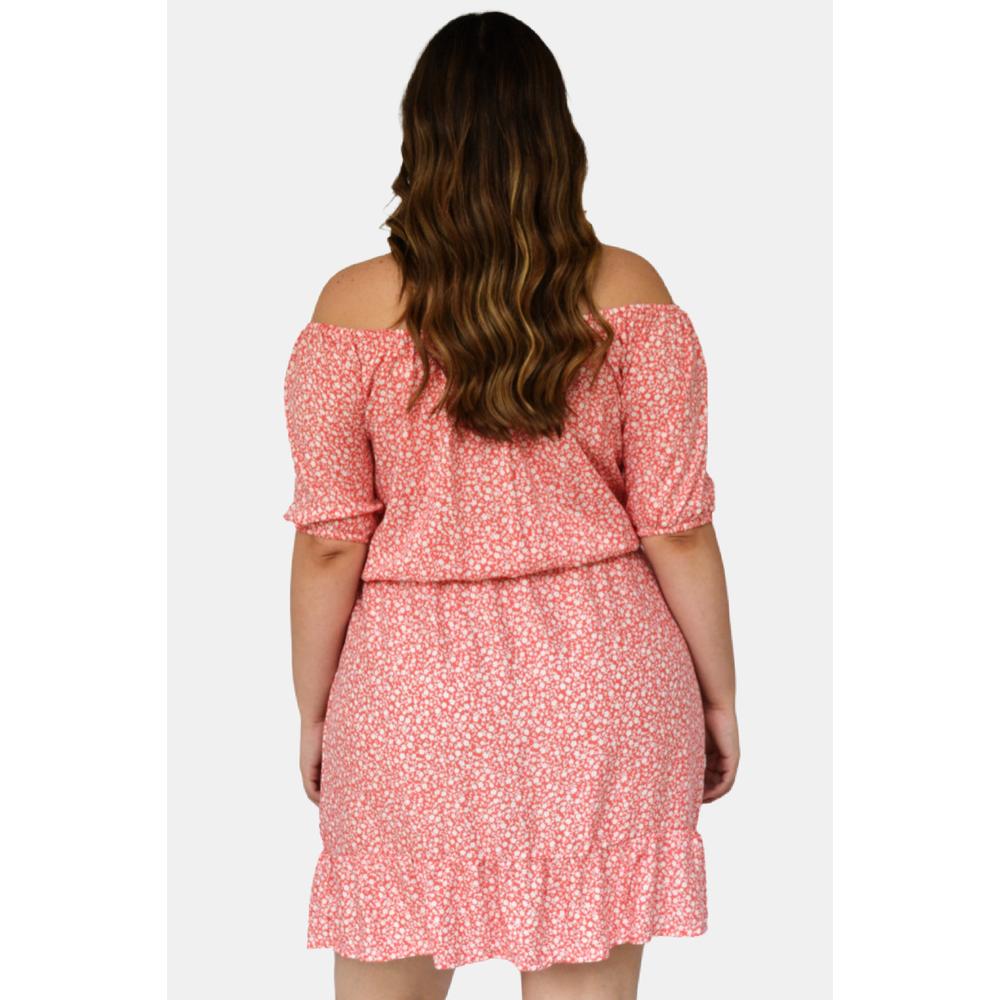 Foto 4 pulgar | Vestido Campesino Roman Fashion Tallas Extras 4191 color Coral