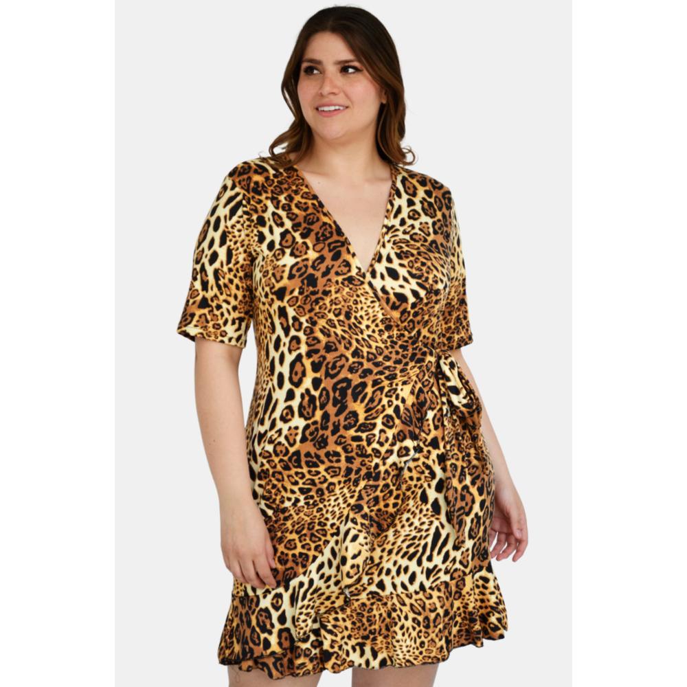 Foto 2 pulgar | Vestido Escote Cruzado Roman Fashion Animal Print