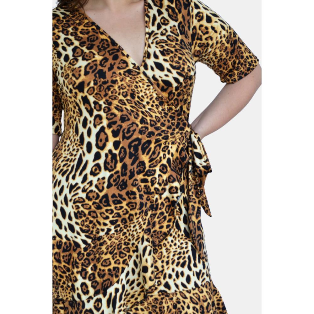 Foto 5 pulgar | Vestido Escote Cruzado Roman Fashion Animal Print