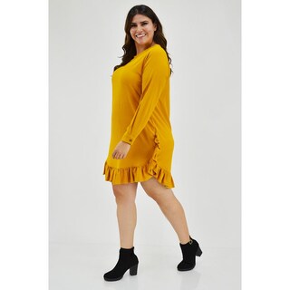 Foto 5 | Vestido con Olán Roman Fashion Tallas Extras 1270 color Marrón