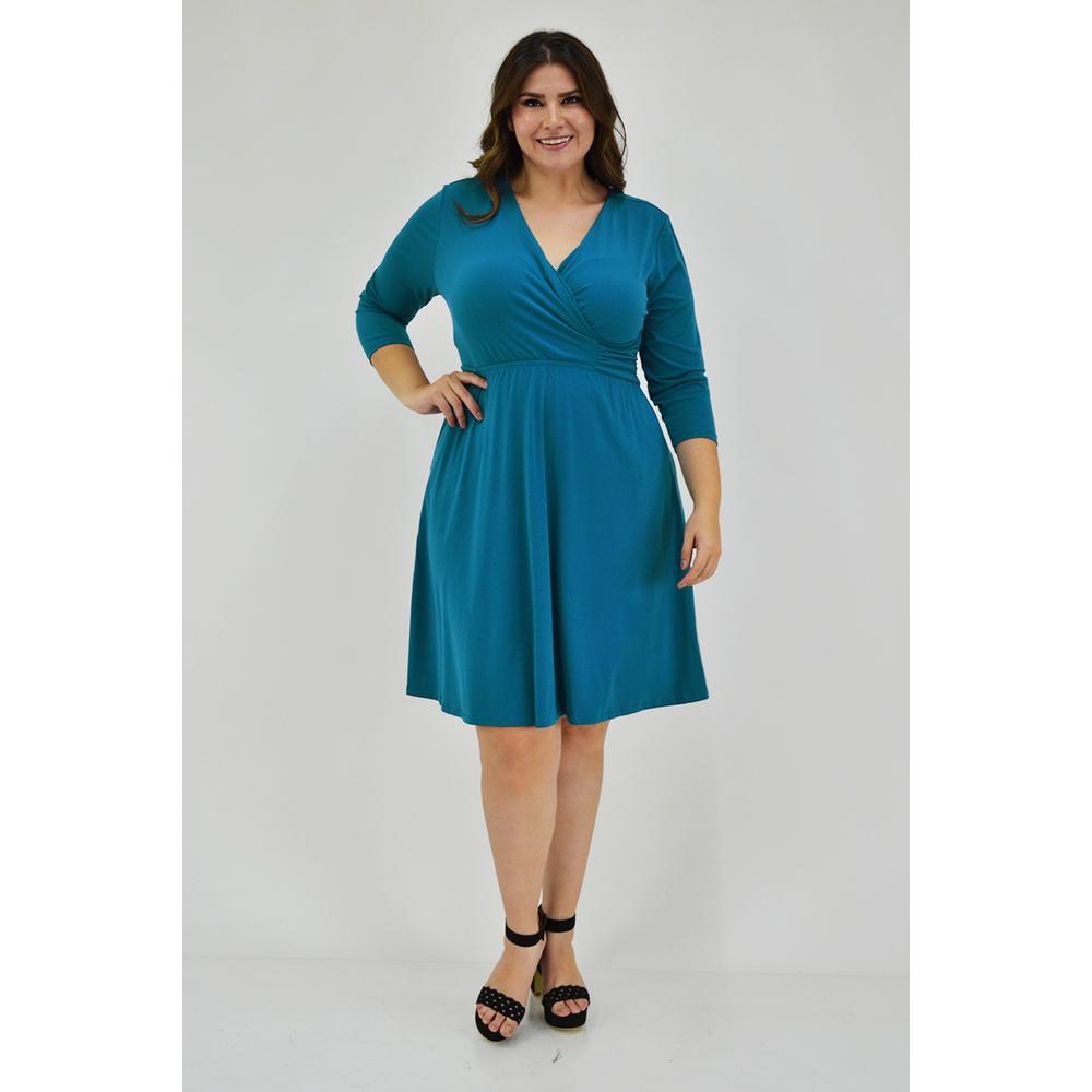 Foto 6 pulgar | Vestido Escote Cruzado Tallas Extras 2972 color Azul