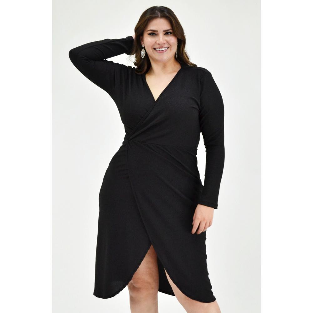 Vestido Formal Roman Fashion 4302 Negro con Brillos Tallas Extras