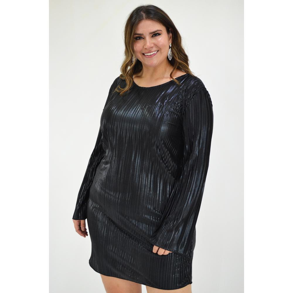 Vestido Plisado de Fiesta Roman Fashion Tallas Extras Negro