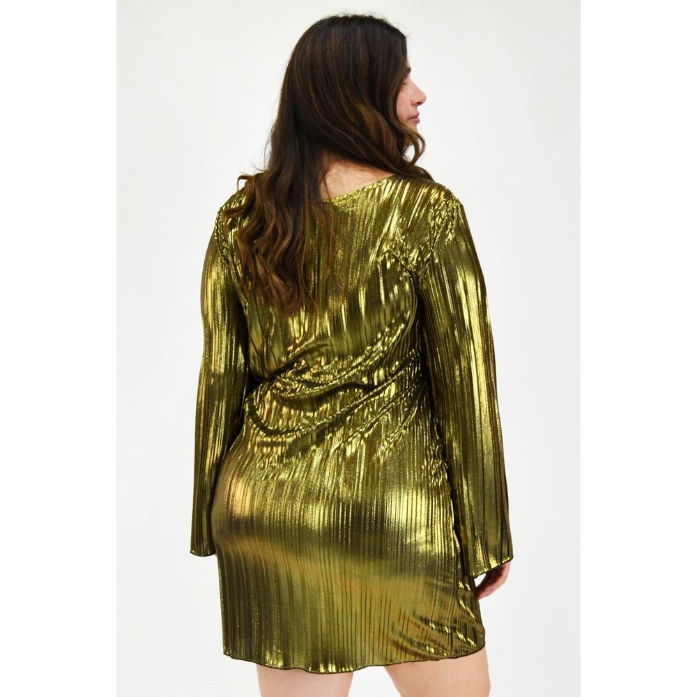 Foto 4 pulgar | Vestido Plisado Roman Fashion 1200 Dorado Tallas Extras