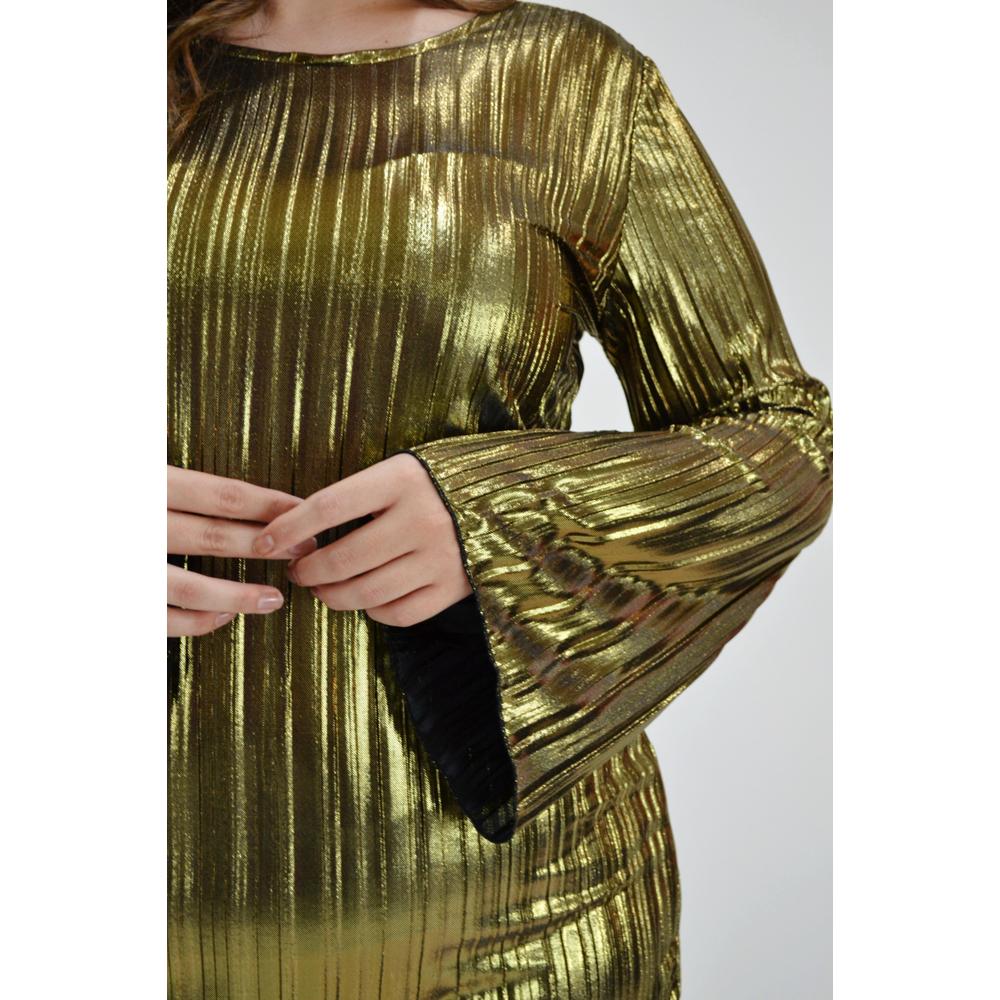 Foto 5 pulgar | Vestido Plisado Roman Fashion 1200 Dorado Tallas Extras