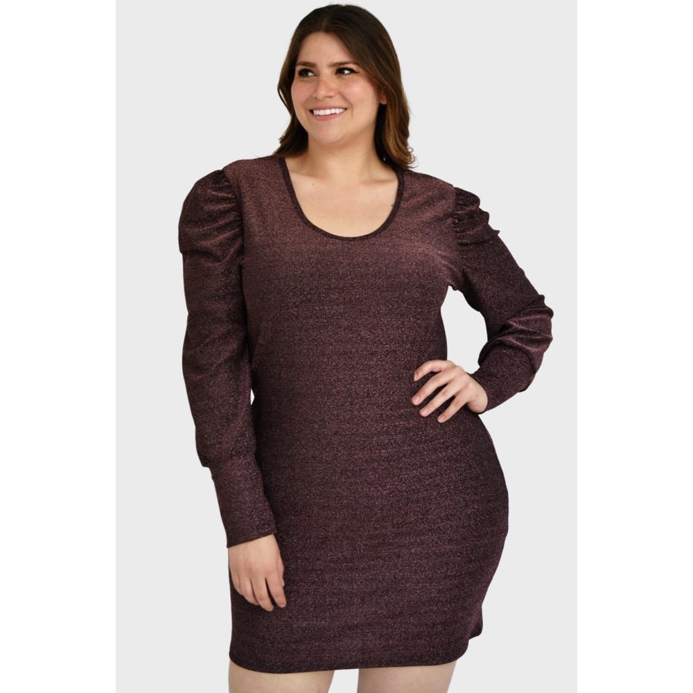 Foto 2 pulgar | Vestido para Mujer Roman Fashion Tallas Extras Brillos Rosa