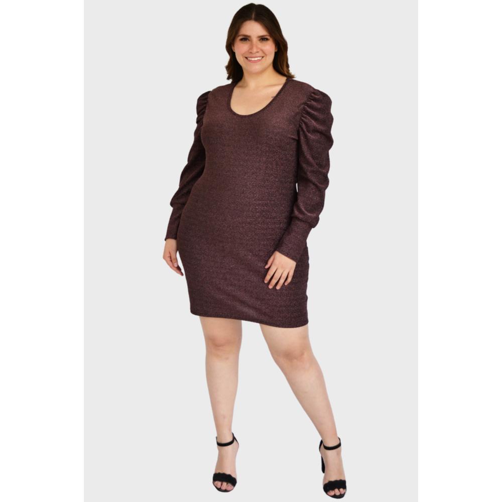 Foto 6 pulgar | Vestido para Mujer Roman Fashion Tallas Extras Brillos Rosa