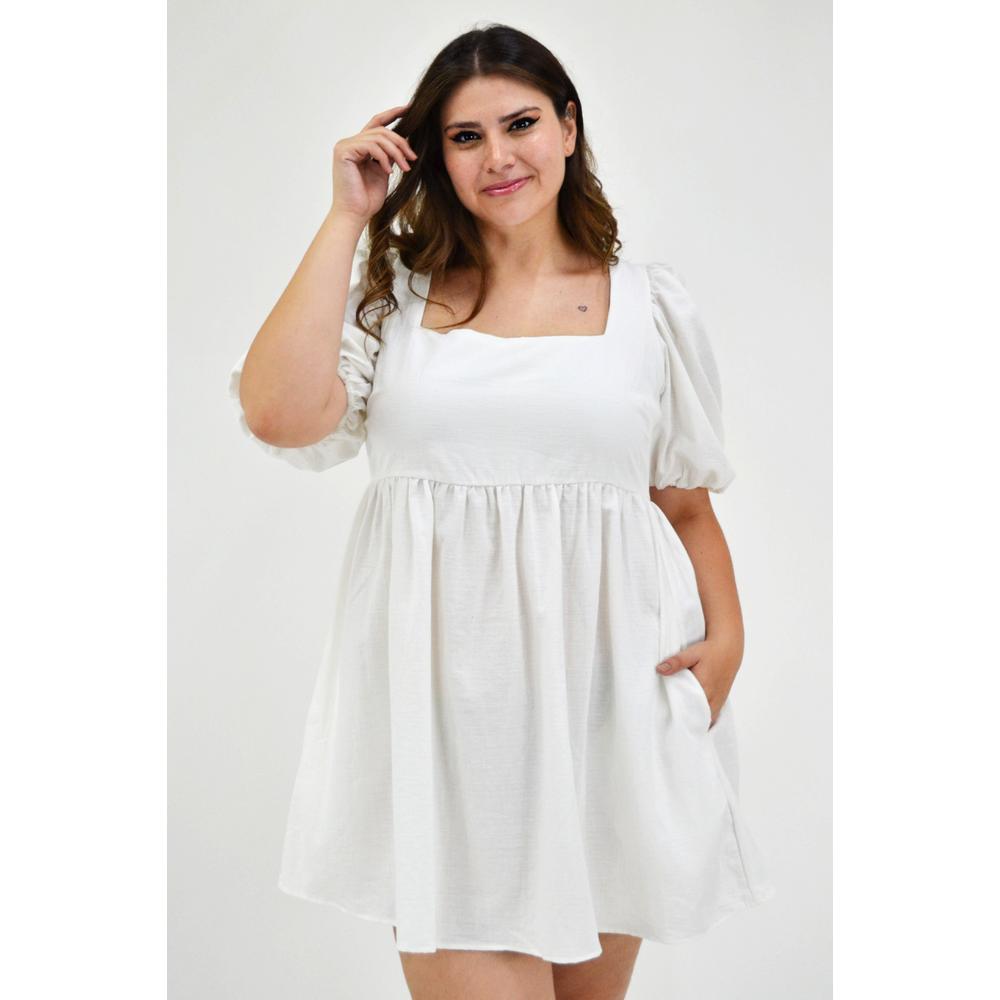 Foto 2 pulgar | Vestido de Algodón Roman Fashion Tallas Extras 1008 color Blanco