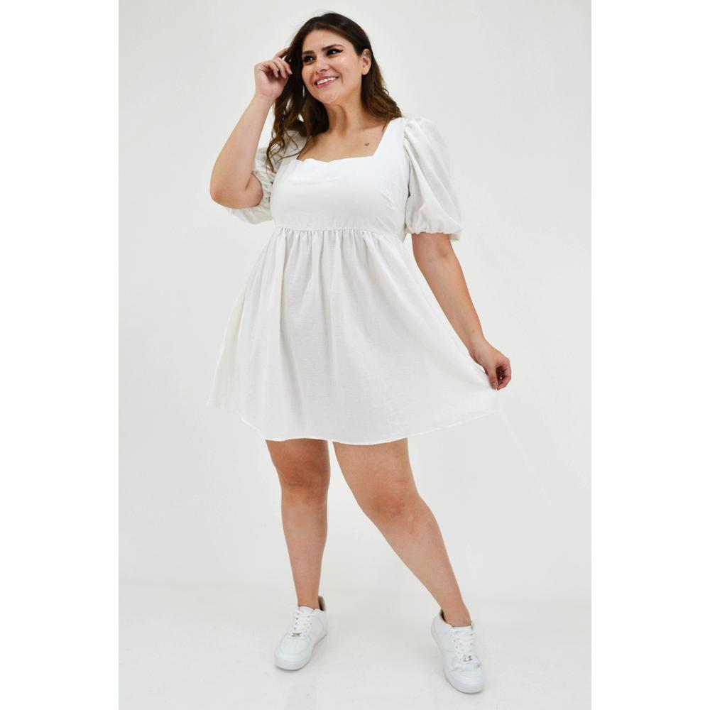 Foto 5 | Vestido de Algodón Roman Fashion Tallas Extras 1008 color Blanco