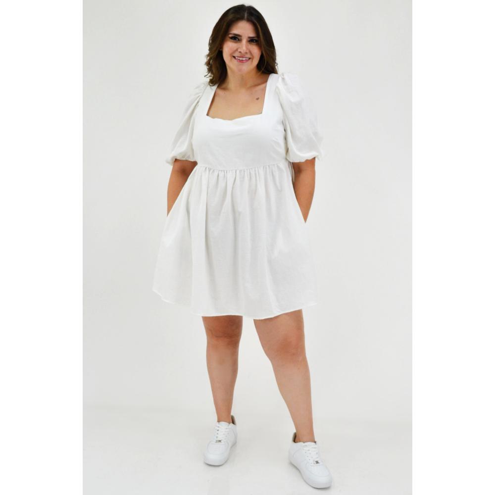 Foto 6 | Vestido de Algodón Roman Fashion Tallas Extras 1008 color Blanco