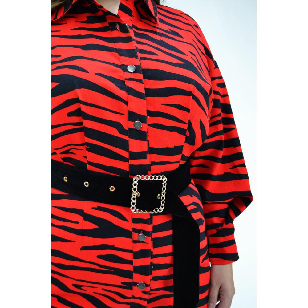 Foto 5 pulgar | Vestido Animal Print Roman Fashion V-LAT-900 Rojo Tallas Extras