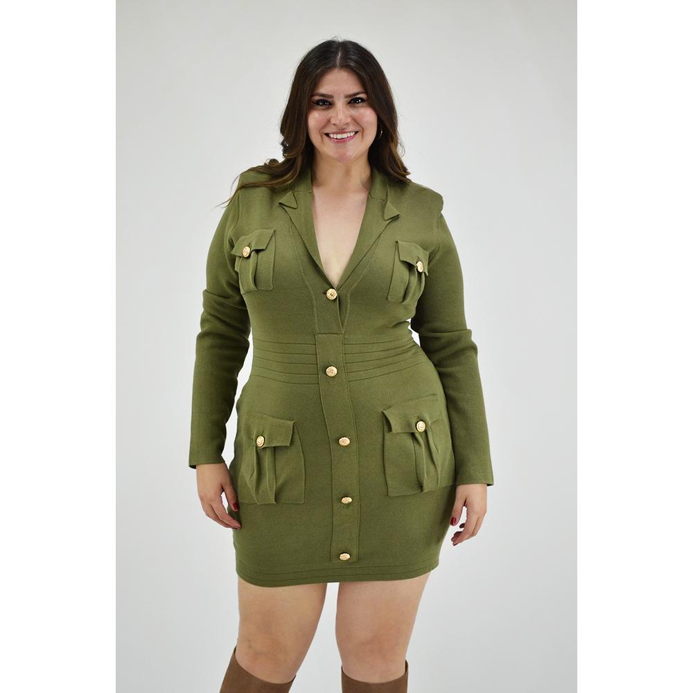 Foto 1 | Vestido Tejido Roman Fashion Tallas Extras 968 color Verde