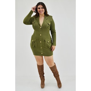Foto 6 | Vestido Tejido Roman Fashion Tallas Extras 968 color Verde
