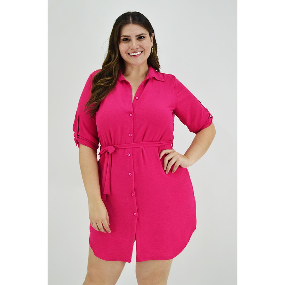 Foto 2 pulgar | Vestido Camisero Roman Fashion Tallas Extras 1939 color Rosa