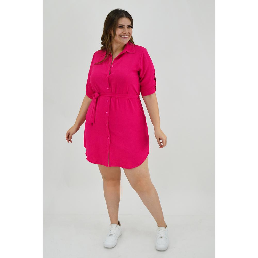 Foto 6 pulgar | Vestido Camisero Roman Fashion Tallas Extras 1939 color Rosa
