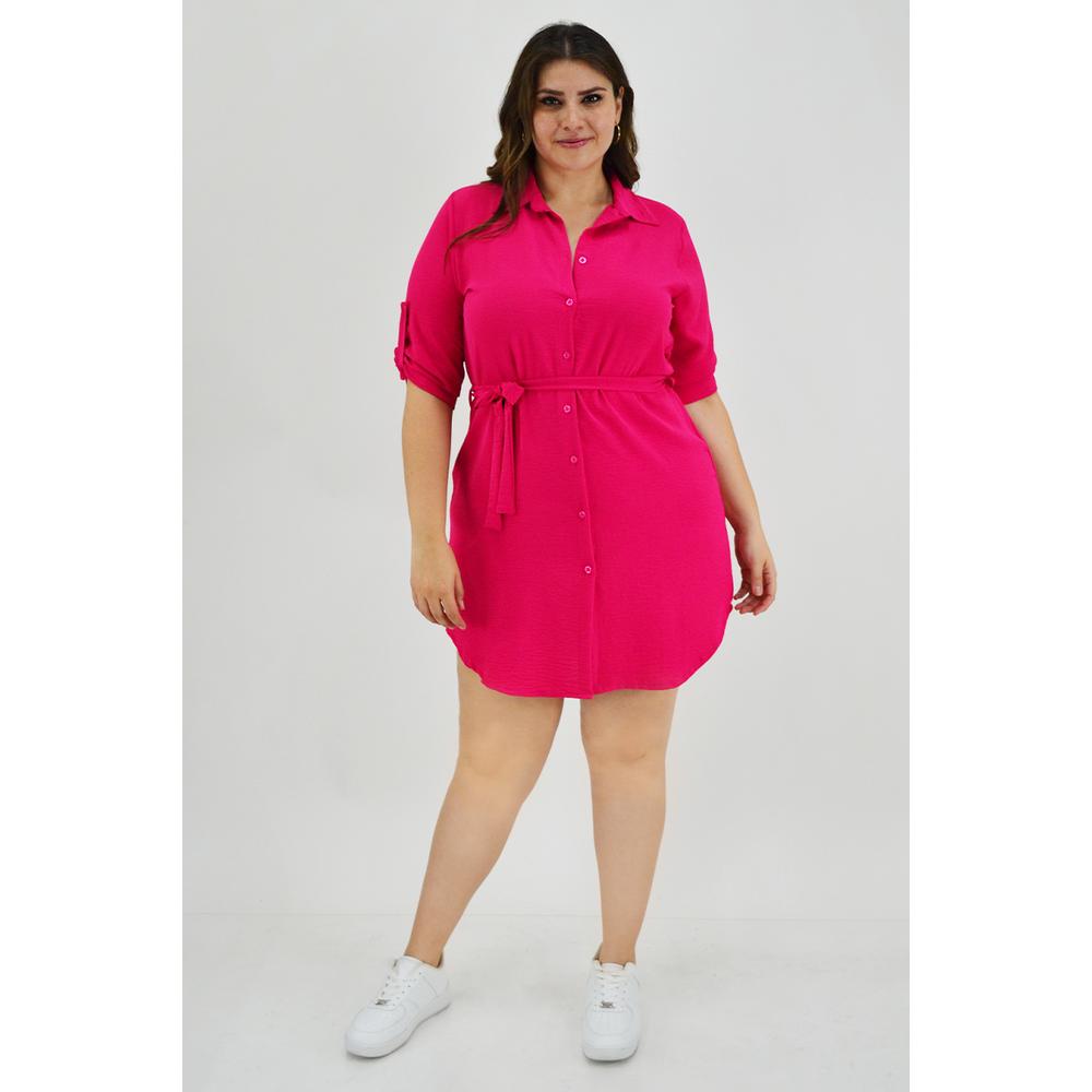 Foto 7 pulgar | Vestido Camisero Roman Fashion Tallas Extras 1939 color Rosa
